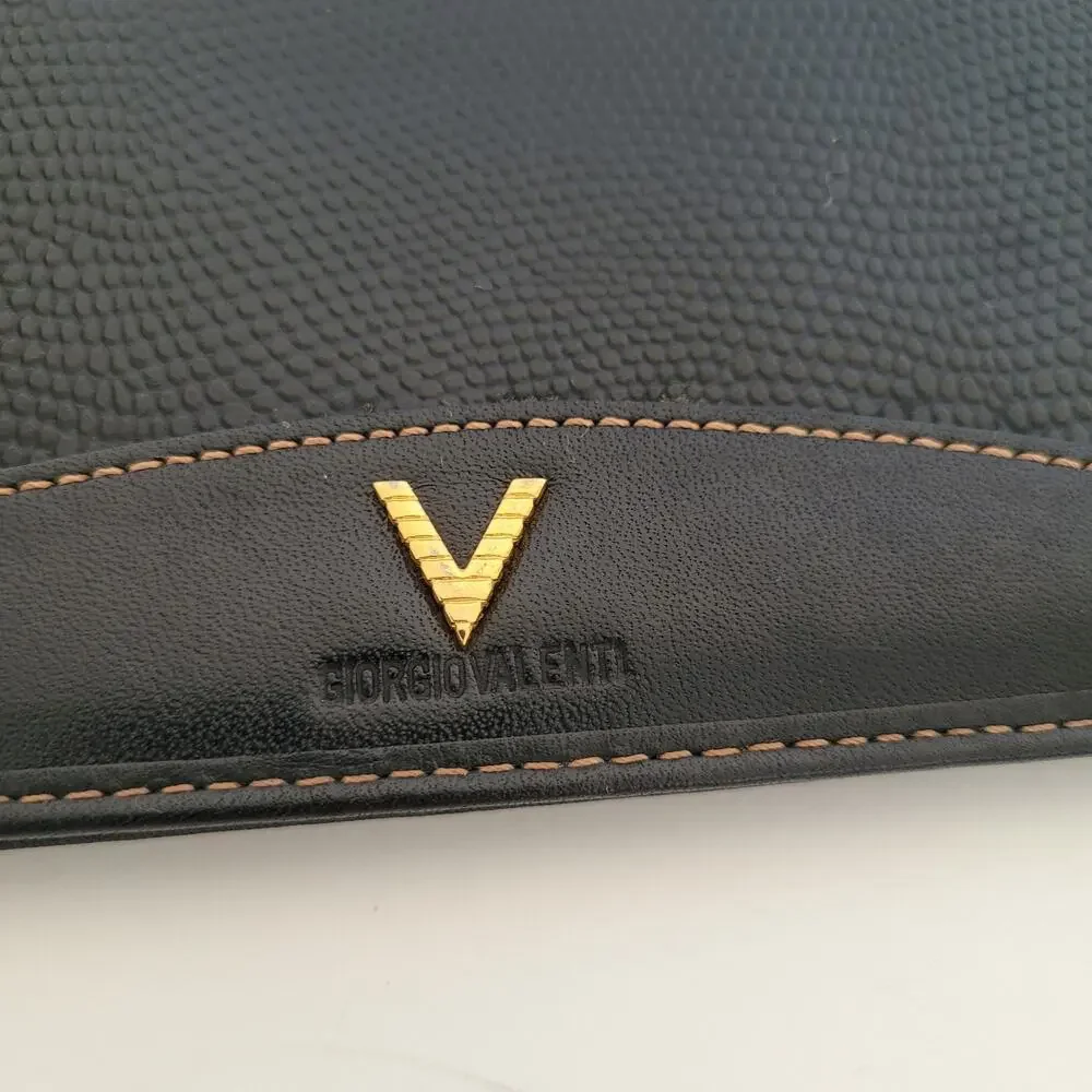 Giorgio Valenti Card Slim Bill Holder Wallet Navy Bifold Leather Snake Vintage‎